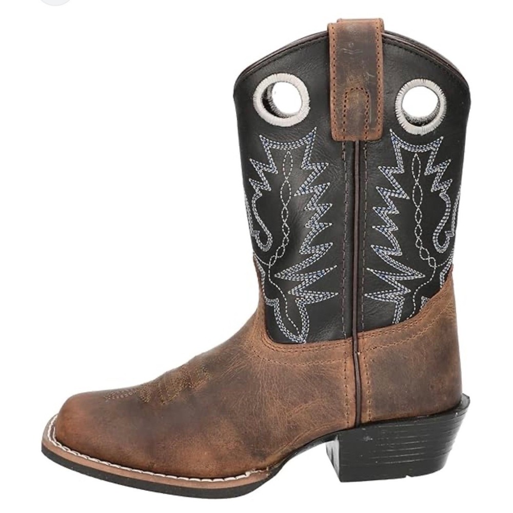 SMOKY MOUNTAIN Kids Brown Black Leather Western Cowboy Boots Square Toe‎ 13 Boy